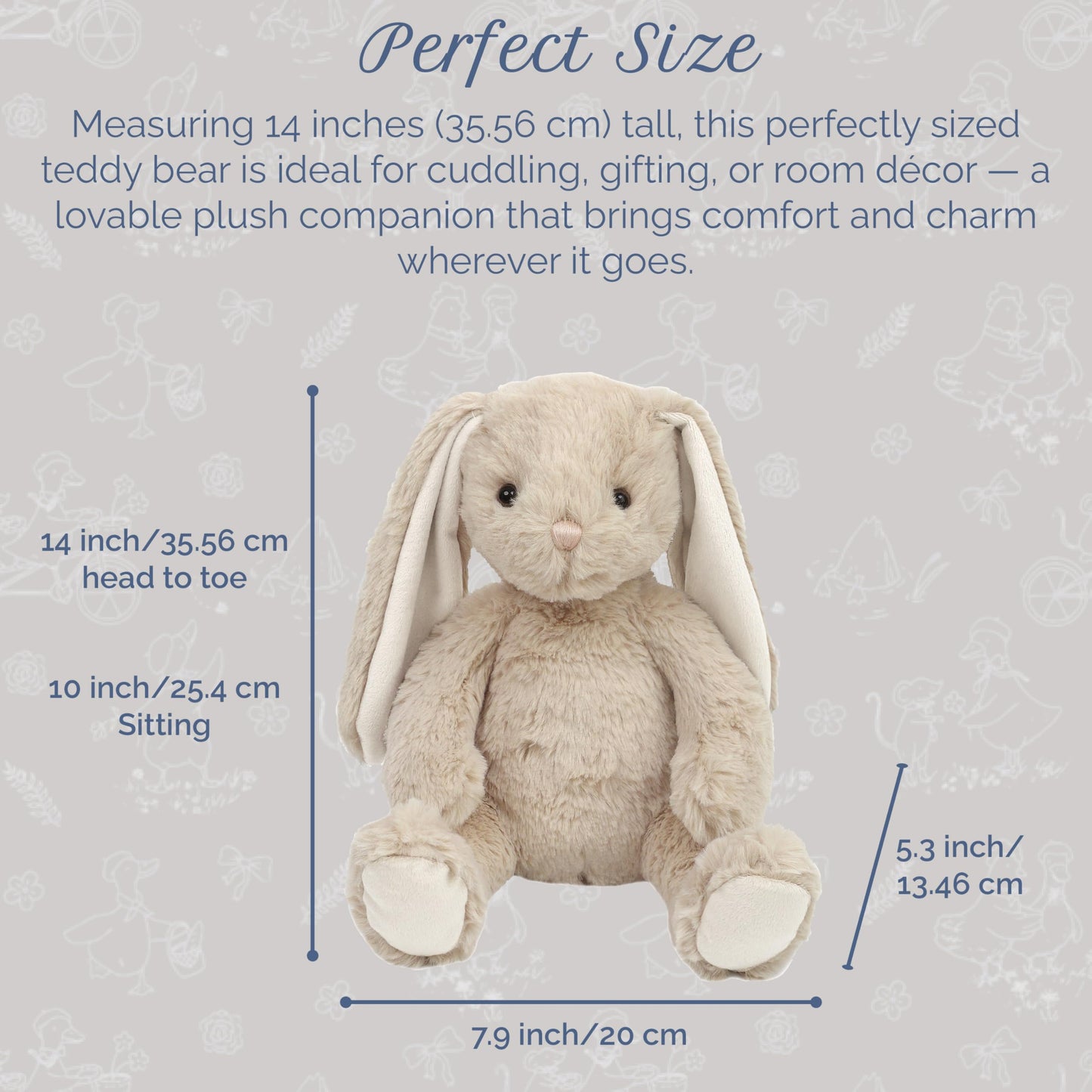 MON AMI Buffy The Bunny 14-Inch Stuffed Animal, Soft Rabbit Plush Toy