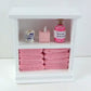 Town Square Miniatures Dolls House Miniature Furniture Small Shelf Unit & Pink Bathroom Accessories