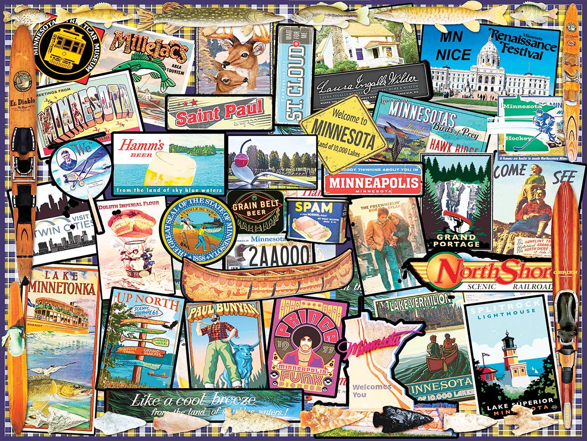 White Mountain 1000 Piece Jigsaw Puzzle Land of Lakes, I Love Minnesota