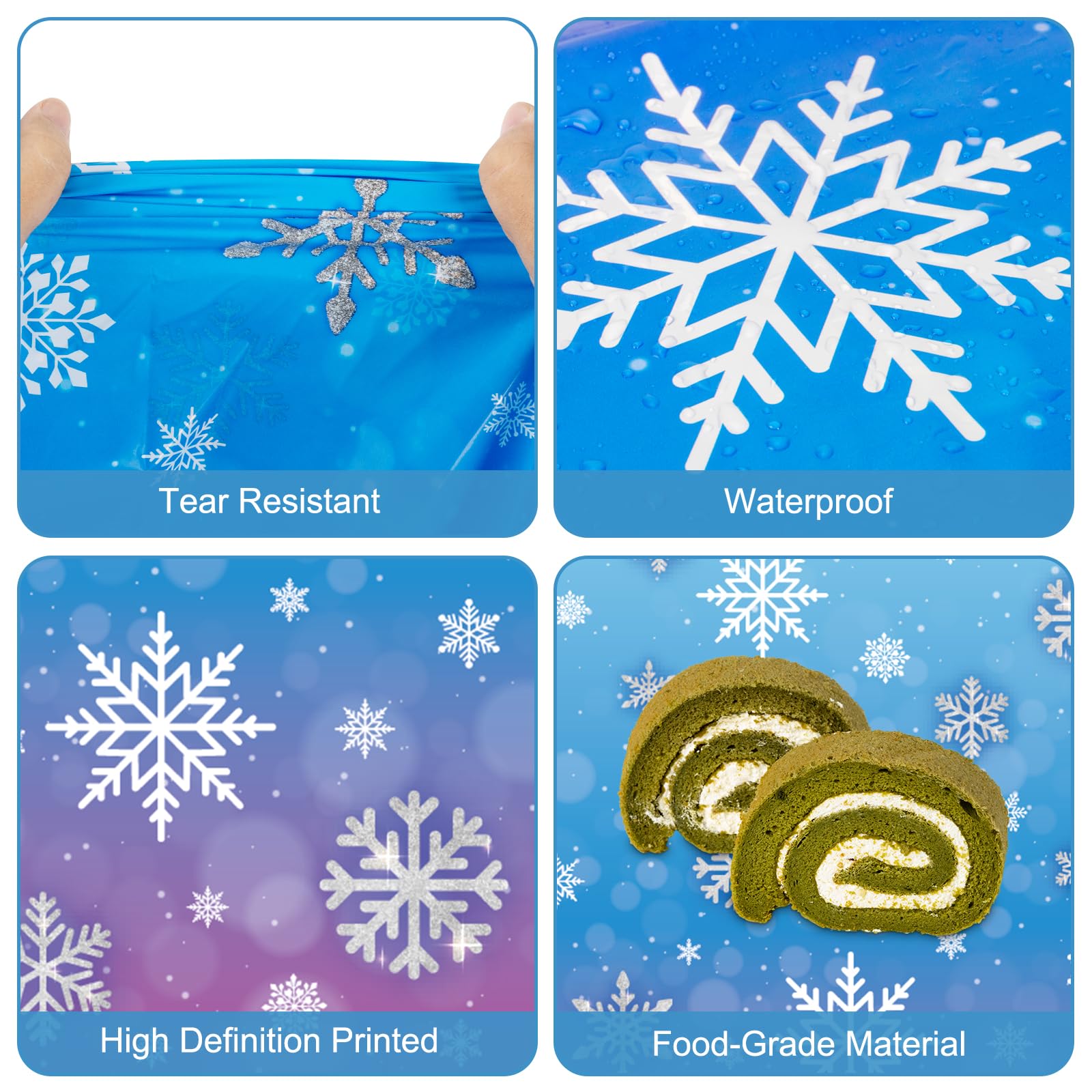 3 Pcs Winter Snowflake Tablecloth - Frozen Wonderland Plastic Table Cloth Disposable Rectangular Snowflakes Table Cover for Frozen Birthday Party