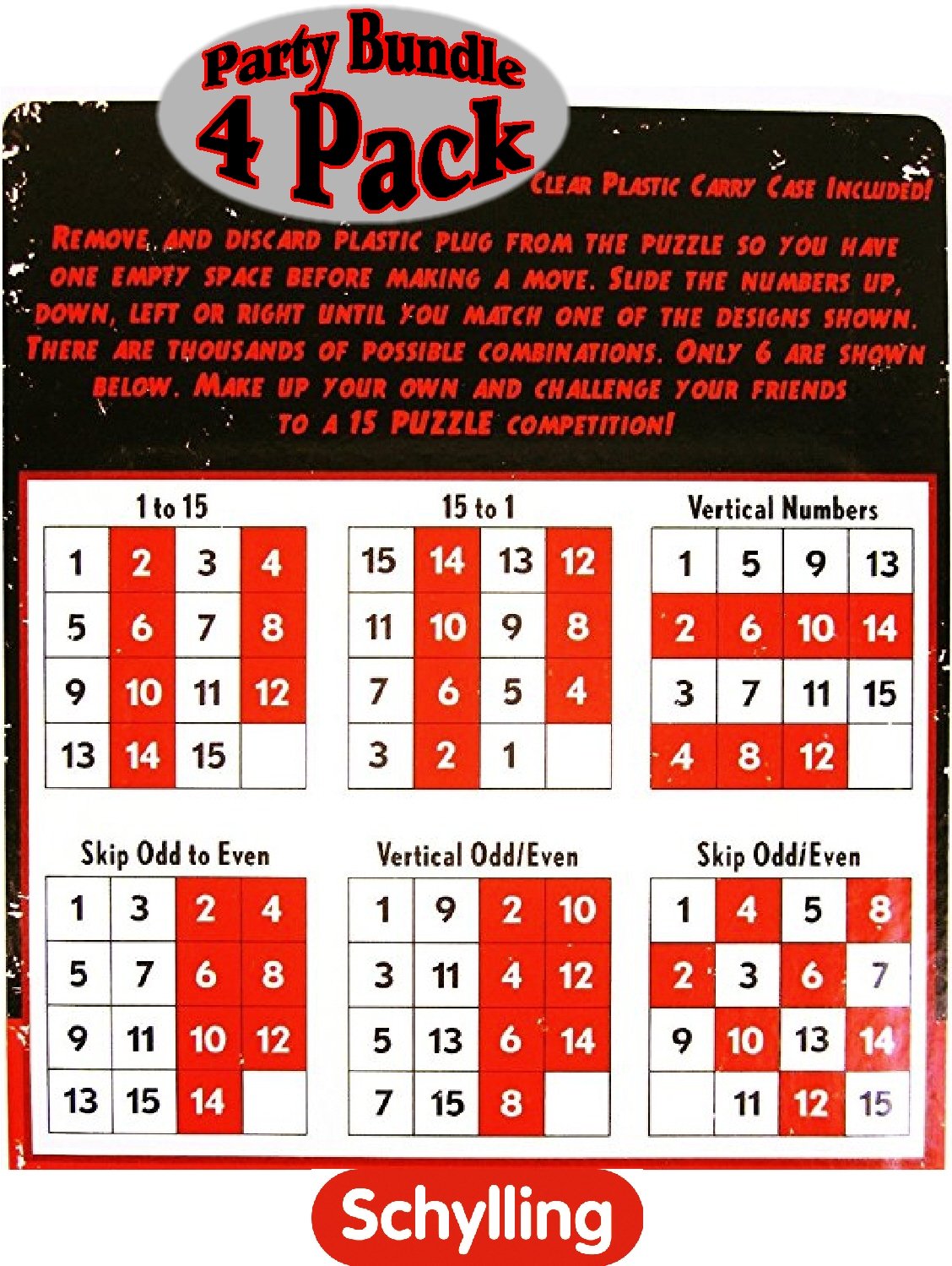 Schylling The 15 Puzzle - Number Slide Brain Teaser (4-Pack)