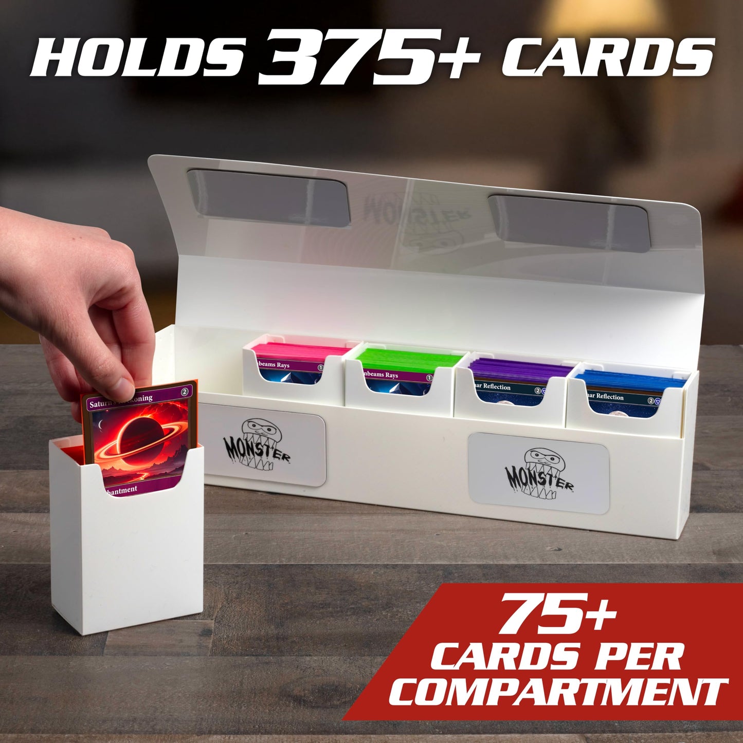 The Original Hydra Magnetic XL Deck Box- Carry All Your Decks At Once- Removable Deckbox Compartments, Self-Locking Closure - Hold 375+ Trading Cards