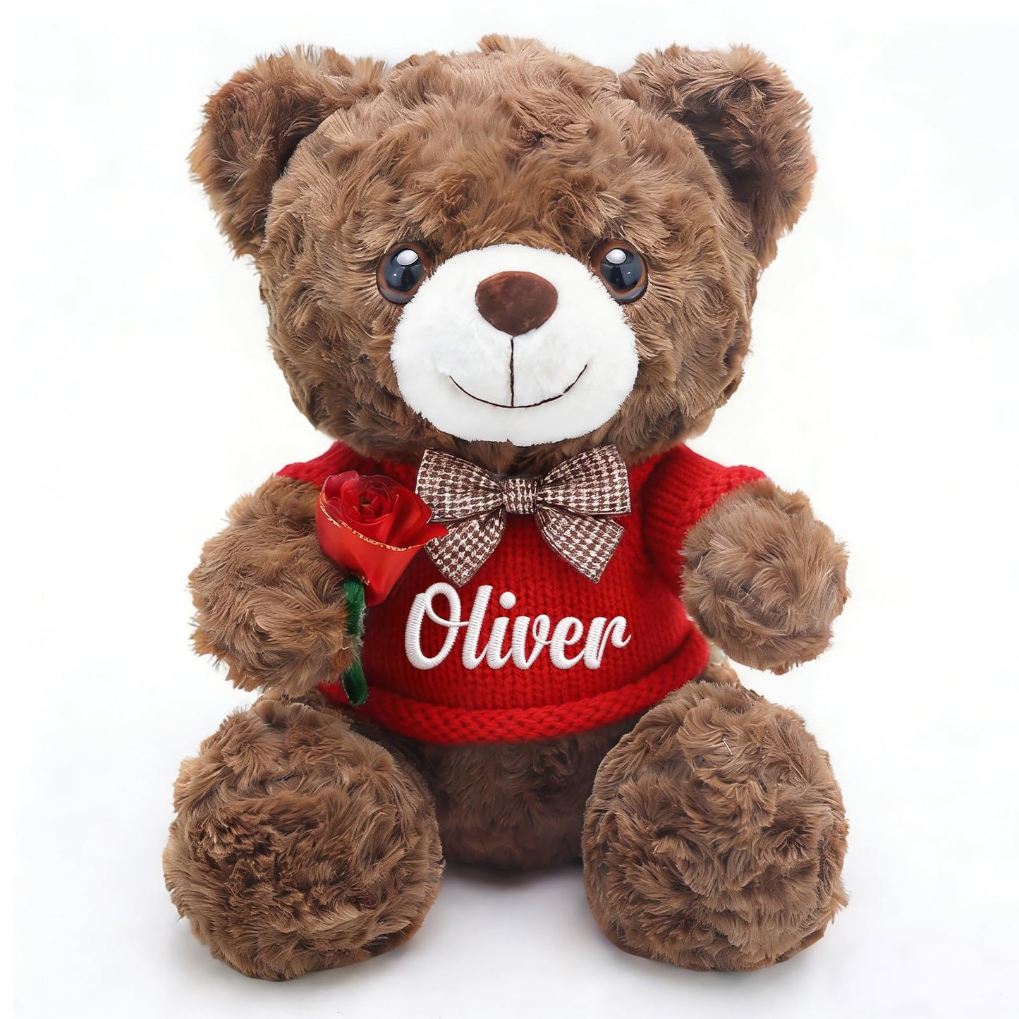 aoemgnj Personalized Teddy Bear with Custom Name, 10 Inch Custom Plush Gift for Anniversary, Valentine's Day, Birthday, Wedding, Soft Stuffed Animal