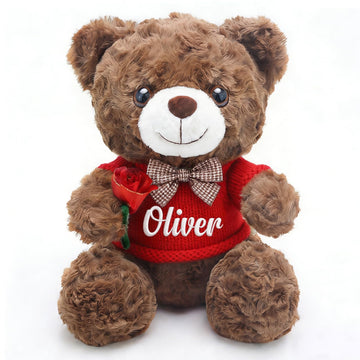 aoemgnj Personalized Teddy Bear with Custom Name, 10 Inch Custom Plush Gift for Anniversary, Valentine's Day, Birthday, Wedding, Soft Stuffed Animal