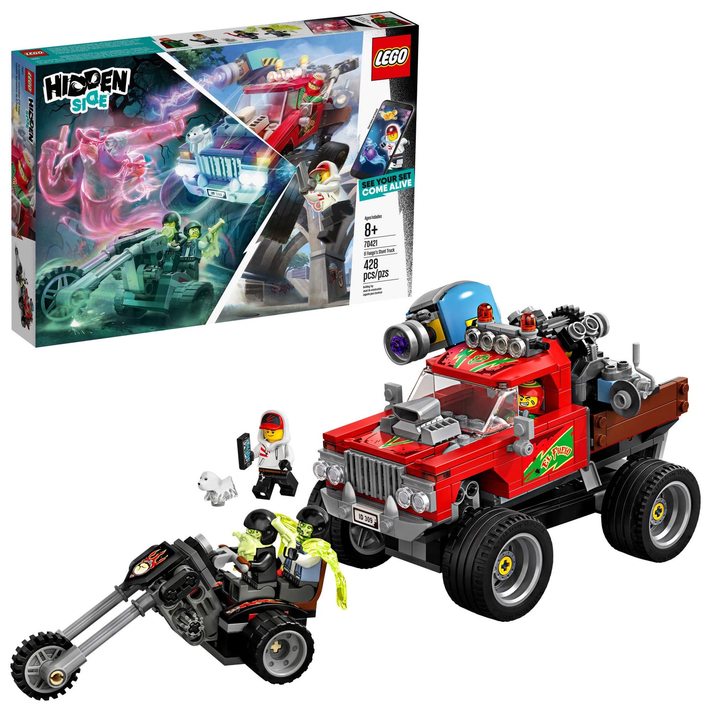 LEGO Hidden Side El Fuego’s Stunt Truck 70421 Building Kit, Ghost Playset for 8+ Year Old Boys and Girls, Interactive Augmented Reality Playset (428