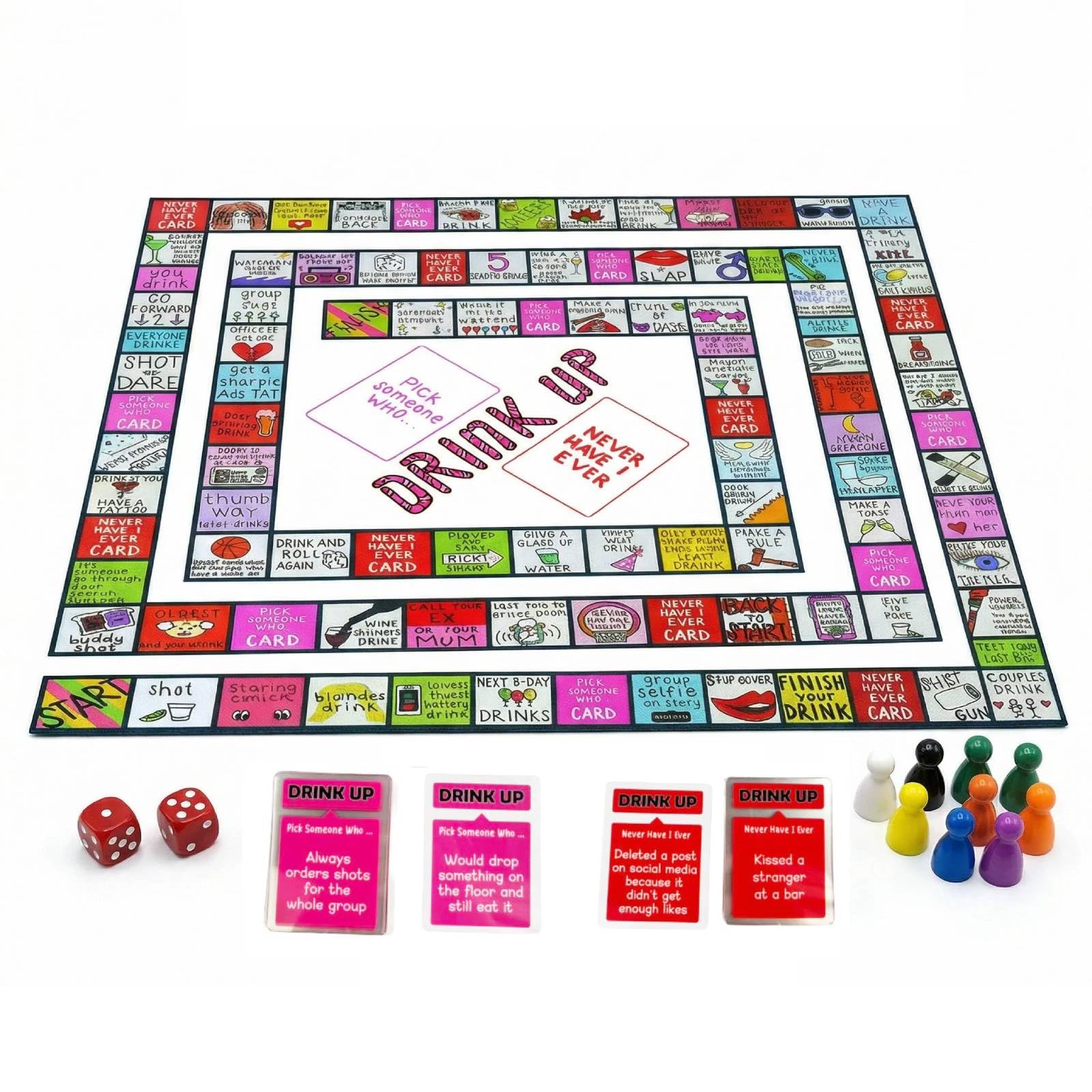 otkllbb Second Edition Interactive Party Board Game Mat, Official Funny Group Game with Fun Challenges for Adults, Families & Friends’ Gatherings (2-8