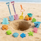 IOKUKI Long Shovels Sand Toys Set with Mesh Bag Including Dump Truck, Beach Buckets, Shovels, Rakes, Molds, Outdoor Beach Toy Tool Kit for Kids