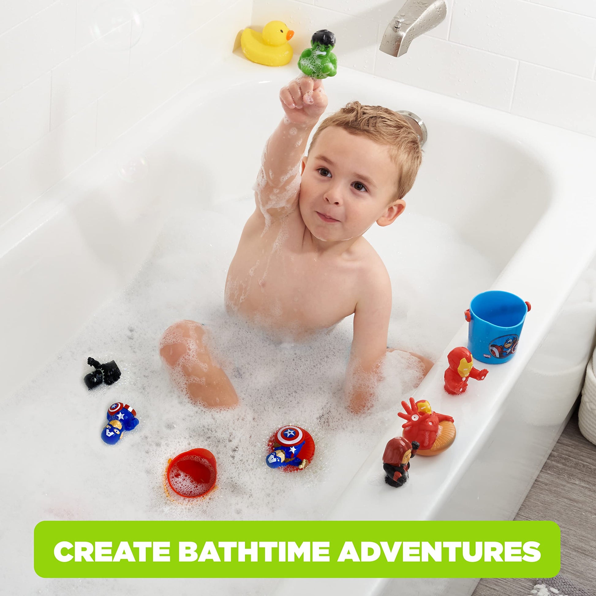 Marvel Avengers 10 Piece Bath Toy Value Set - Kids Bath Toys