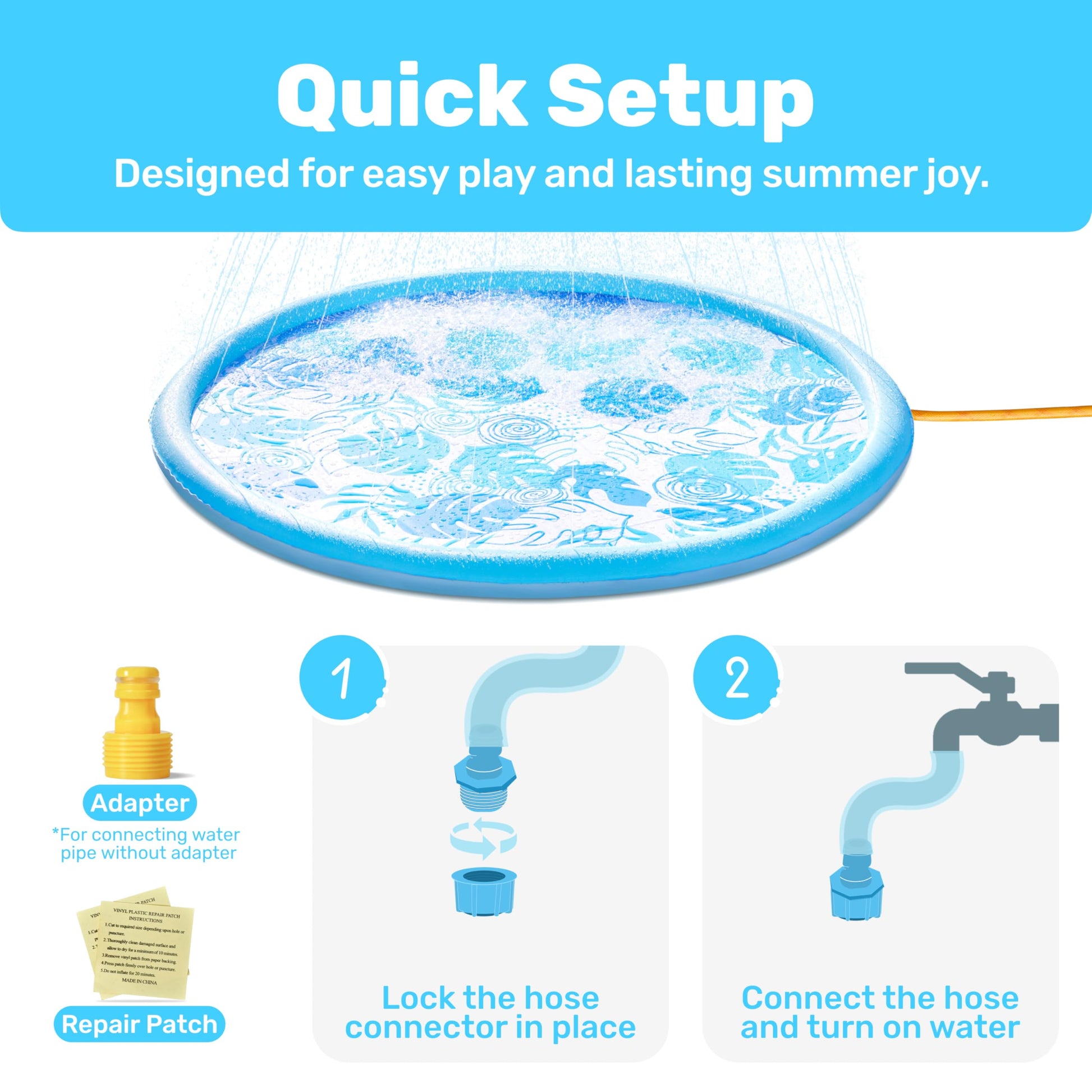 SLOOSH Splash Pad Sprinkler Mat - 6ft Tropical Leaves Outdoor Water Play Toys for Kids Dogs, Backyard Party in Summer Decor Outside Water Games