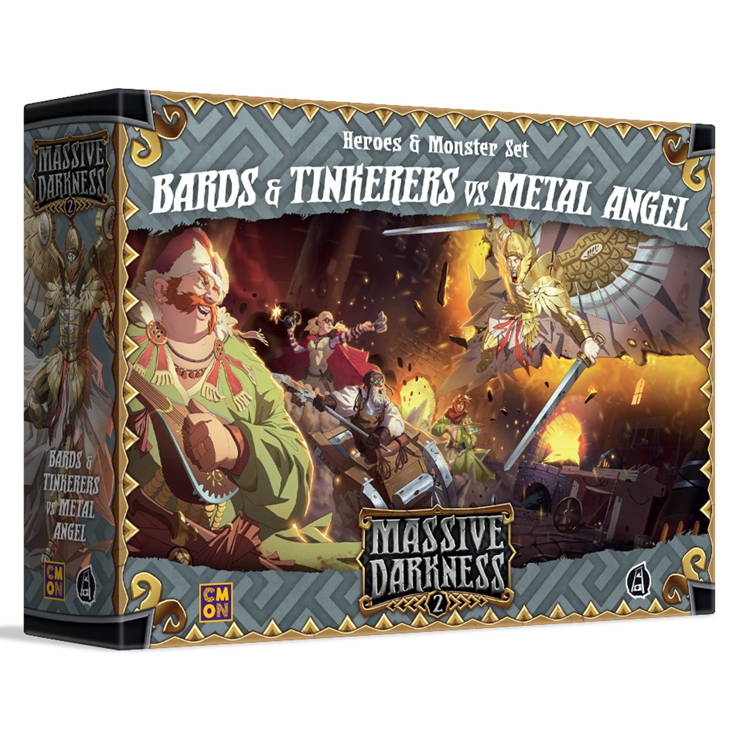 CMON Massive Darkness 2 Bards and Tinkerers Vs. Metal Angel Heroes and Monsters Expansion | Cooperative Strategy Game for Adults and Teens | Ages 14+