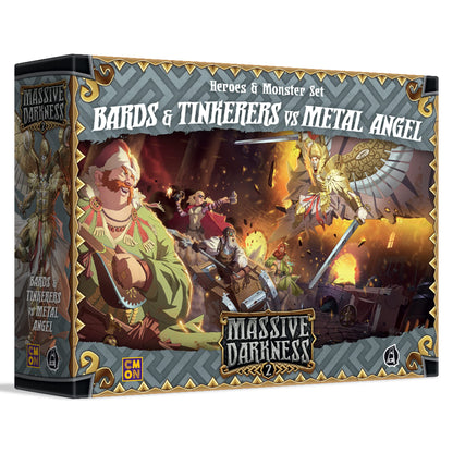 CMON Massive Darkness 2 Bards and Tinkerers Vs. Metal Angel Heroes and Monsters Expansion | Cooperative Strategy Game for Adults and Teens | Ages 14+