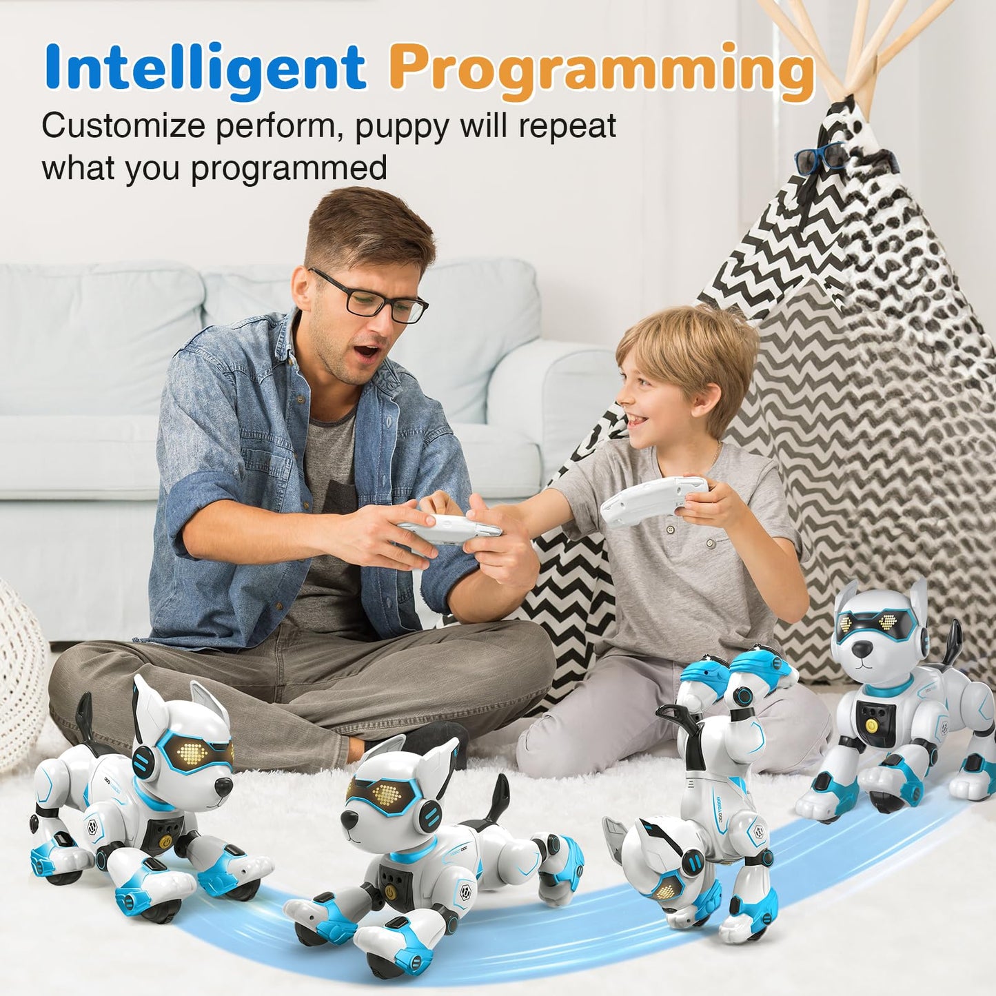 okk Robot Dog for Kids, Remote Control Dog and Touch Voice Interactive, Programmable Robot with lmitation Show, Sing Dance Electronic Pet, Smart