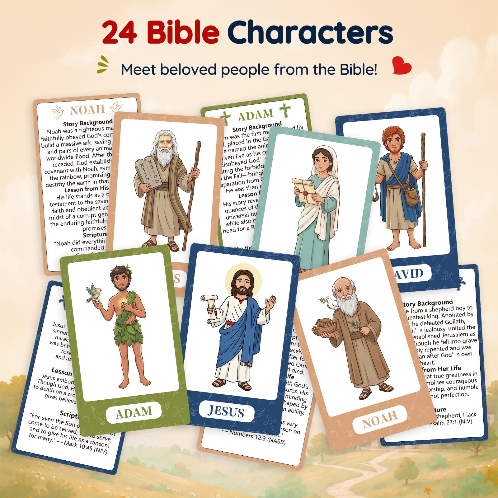 Guess Bible Who Am I Game - Fun Guess Bible Who Am I for Kids, Interactive Bible Game with 47 Classic Bible Characters Verse Cards, Sunday School