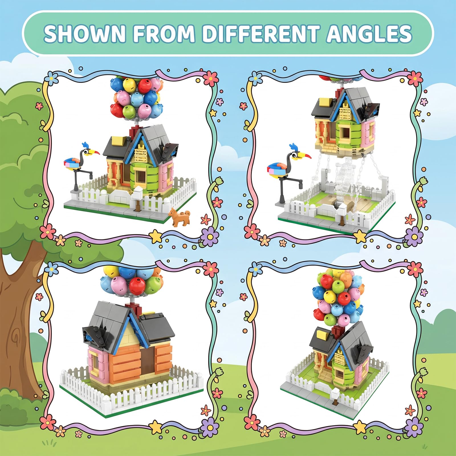 JYLWSMHMU Up Balloon House Building Blocks Set Classic Film Brick Model Collectible 12.8in Tall Display Shelf Gift 658 Pcs