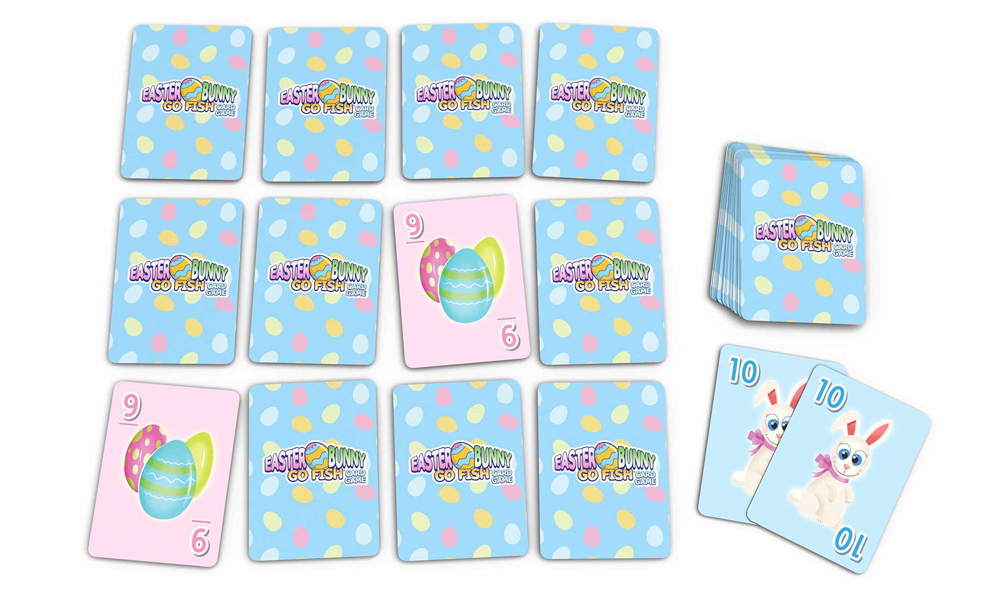 Arizona GameCo Easter Bunny Go Fish Card Game for Kids Ages 4-8, 3-in-1 Easter Card Games for Kids in One Deck with Go Fish, Old Maid & Slap Jack