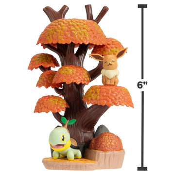 Jazwares Pokemon Autumn Forest Environment - 6-Inch Multi-Level Display Set with Two 2-inch Battle Figures