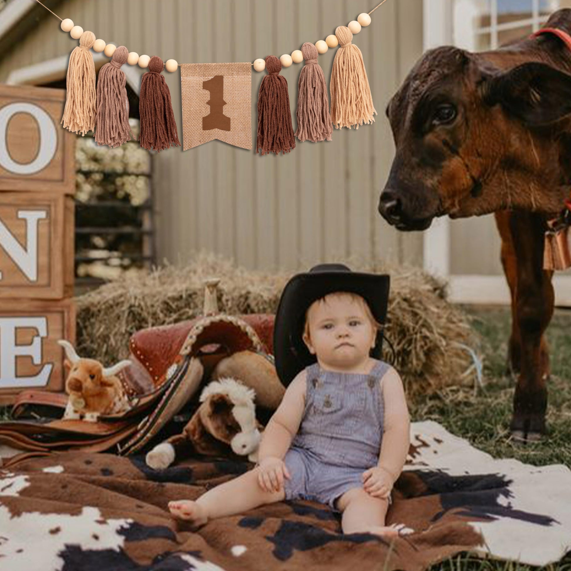 Gostman Cowboy First Birthday High Chair Banner