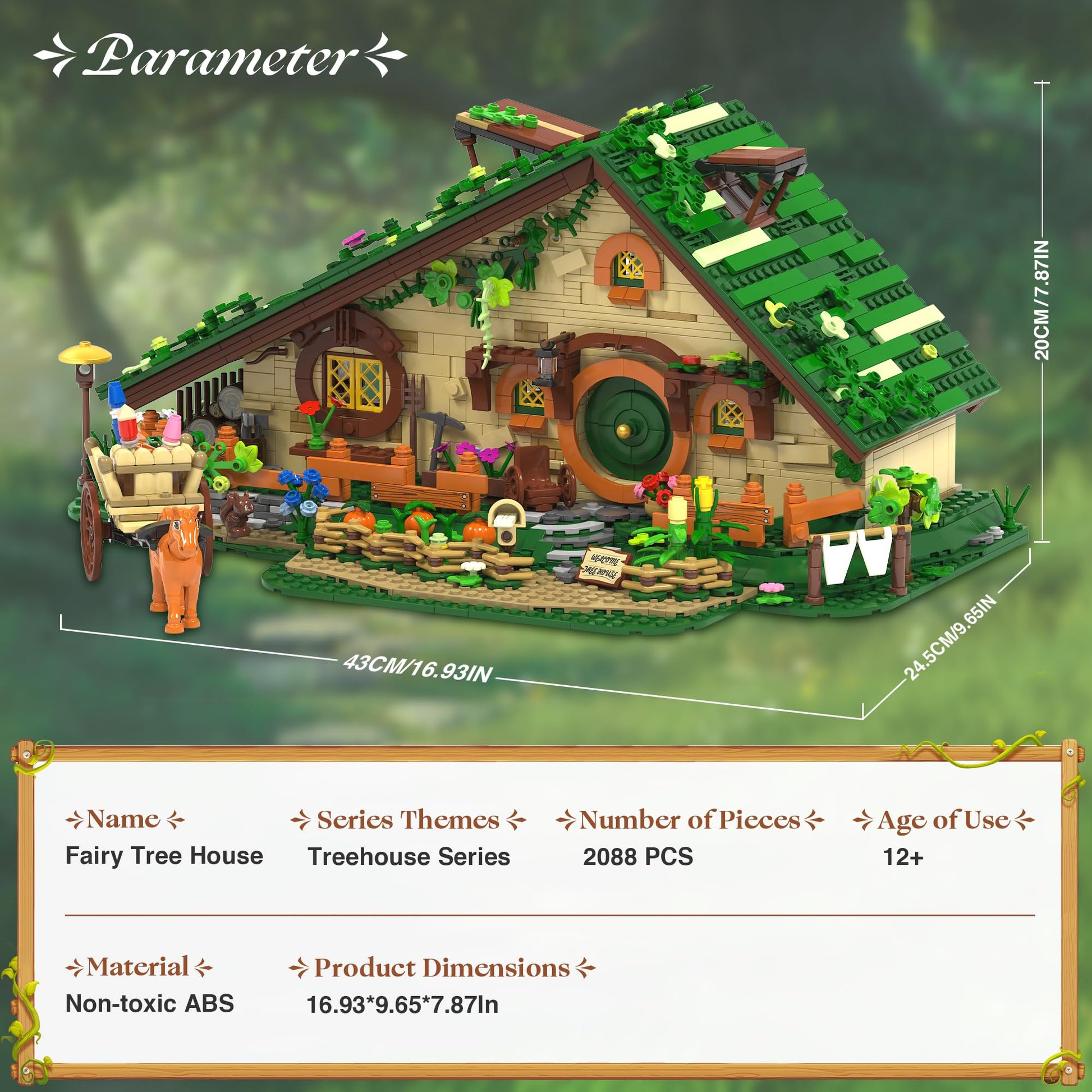 Medieval Fantasy A-Frame Cabin Building Blocks Set, 2088Pcs Architecture Tree House Building Set with Interior and Garden, Creative Construction Gift
