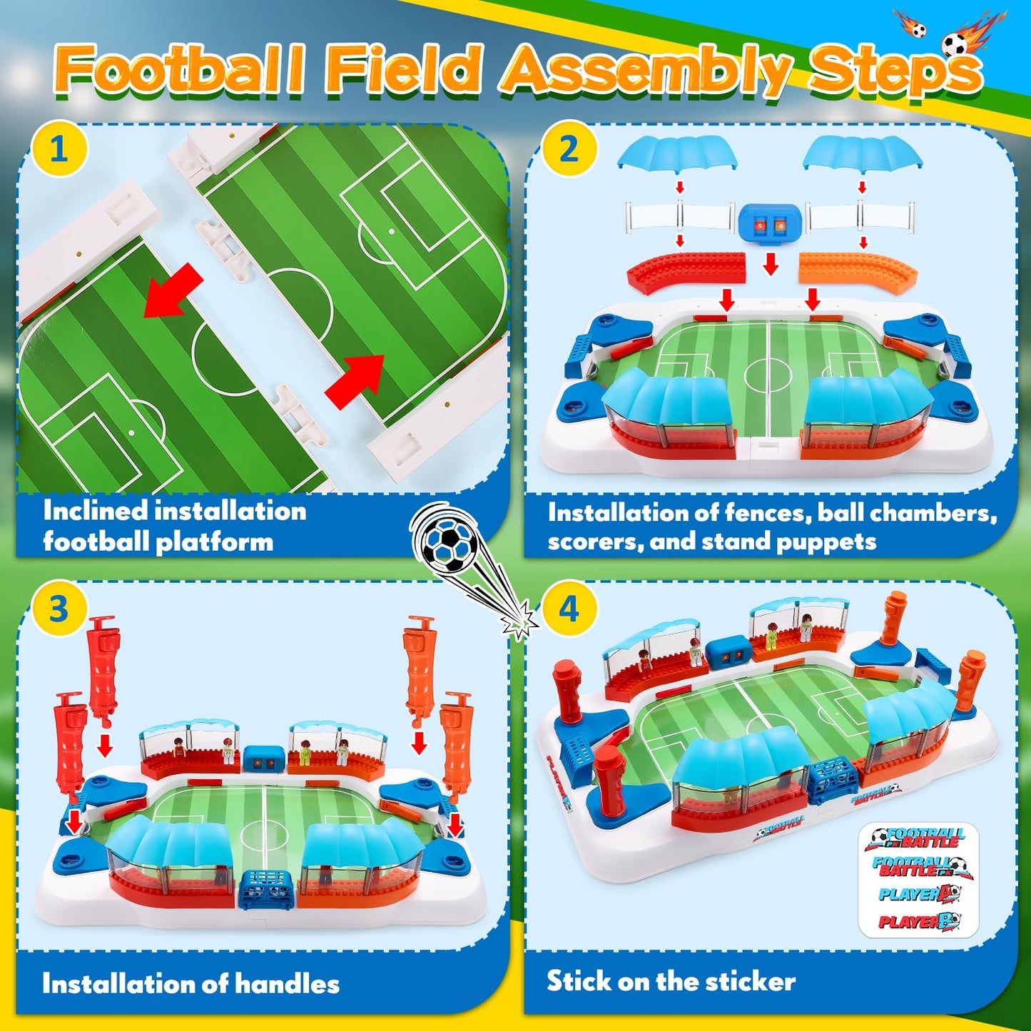 Mini Foosball Table Game Soccer Toys for Kids Ages 3 4 5 6 7 8-12 - Portable Soccer Board Game, Interactive Tabletop Sports Toy, for Boys Girls