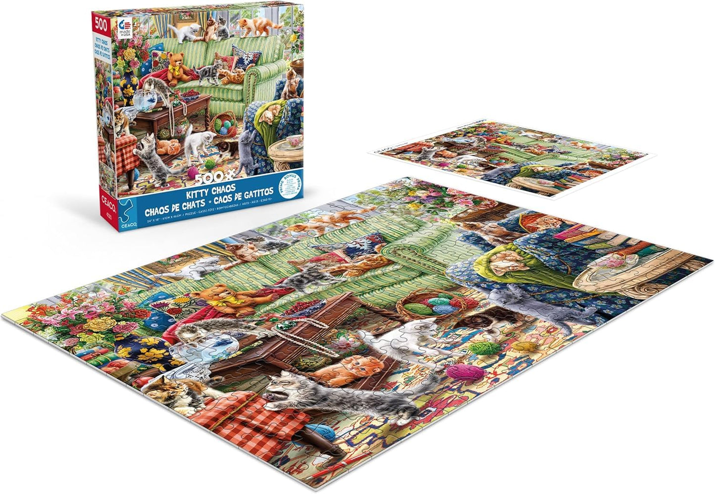 Ceaco - Kitty Chaos - 500 Piece Jigsaw Puzzle for Adults