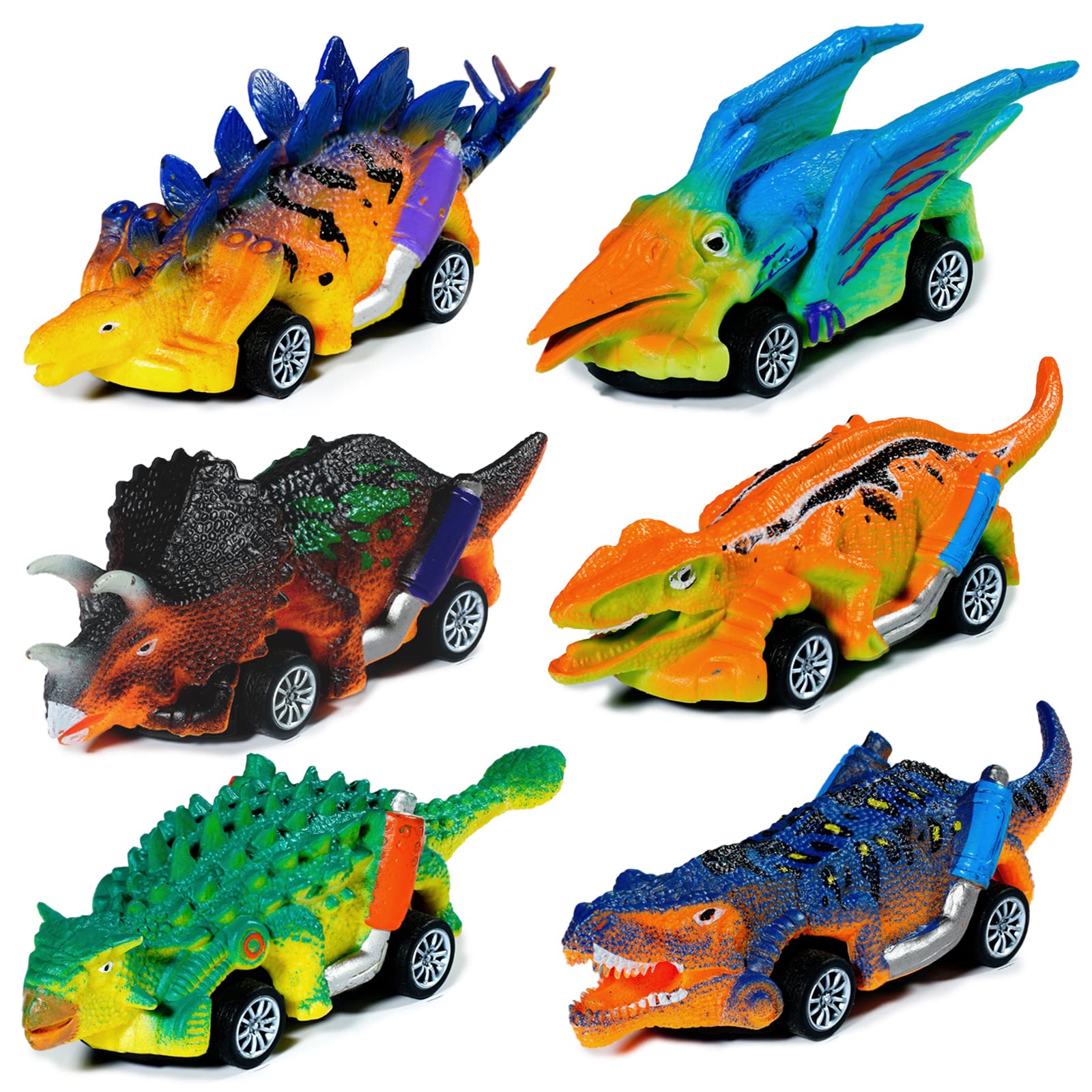 Dinosaur Toys Pull Back Cars 6Pcs Dinosaur Toys for Kids 3-5 Toddlers Boy Toys Age 3 4 5 and Up Dinosaur Cars Dino Toys for 3 Year Old Boys Girls Dino