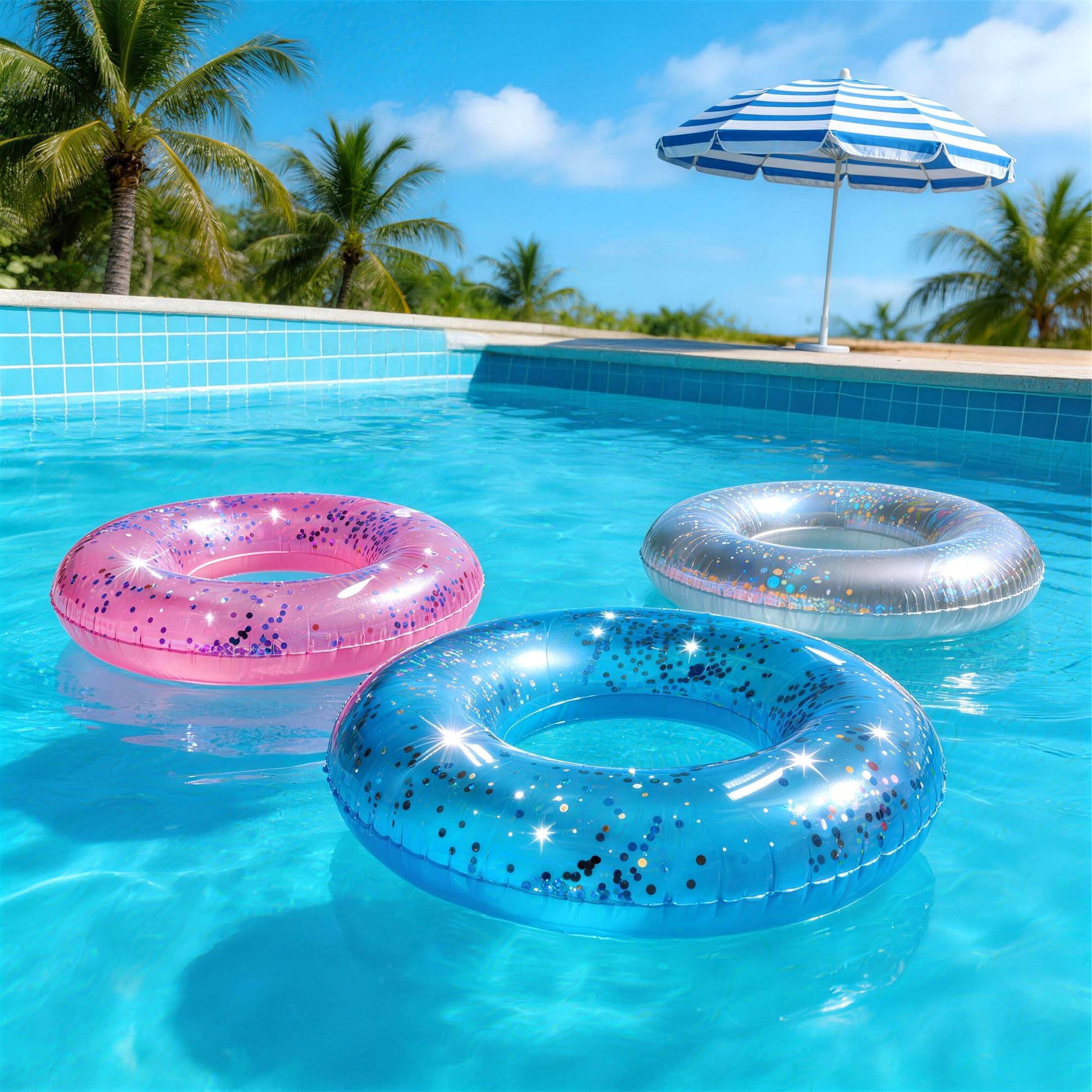 Pool Floats Kids 3 Pack, Inflatable Swim Rings for Kids Pool Tubes Toys, Pool Floats Ring Toys, Summer Beach Swimming Pool Floats Party Supplies +