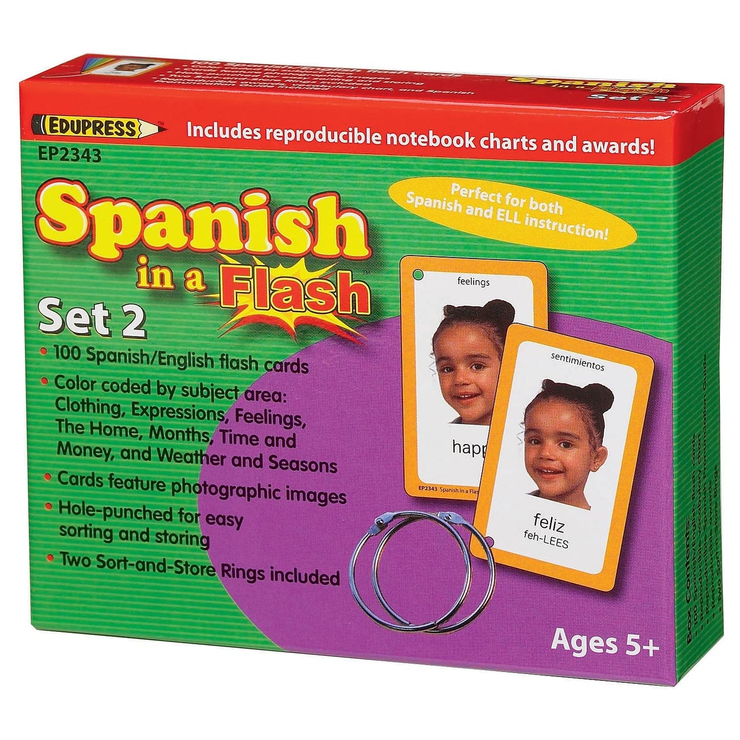 Edupress Spanish in a Flash Cards Set 2 (EP62343)
