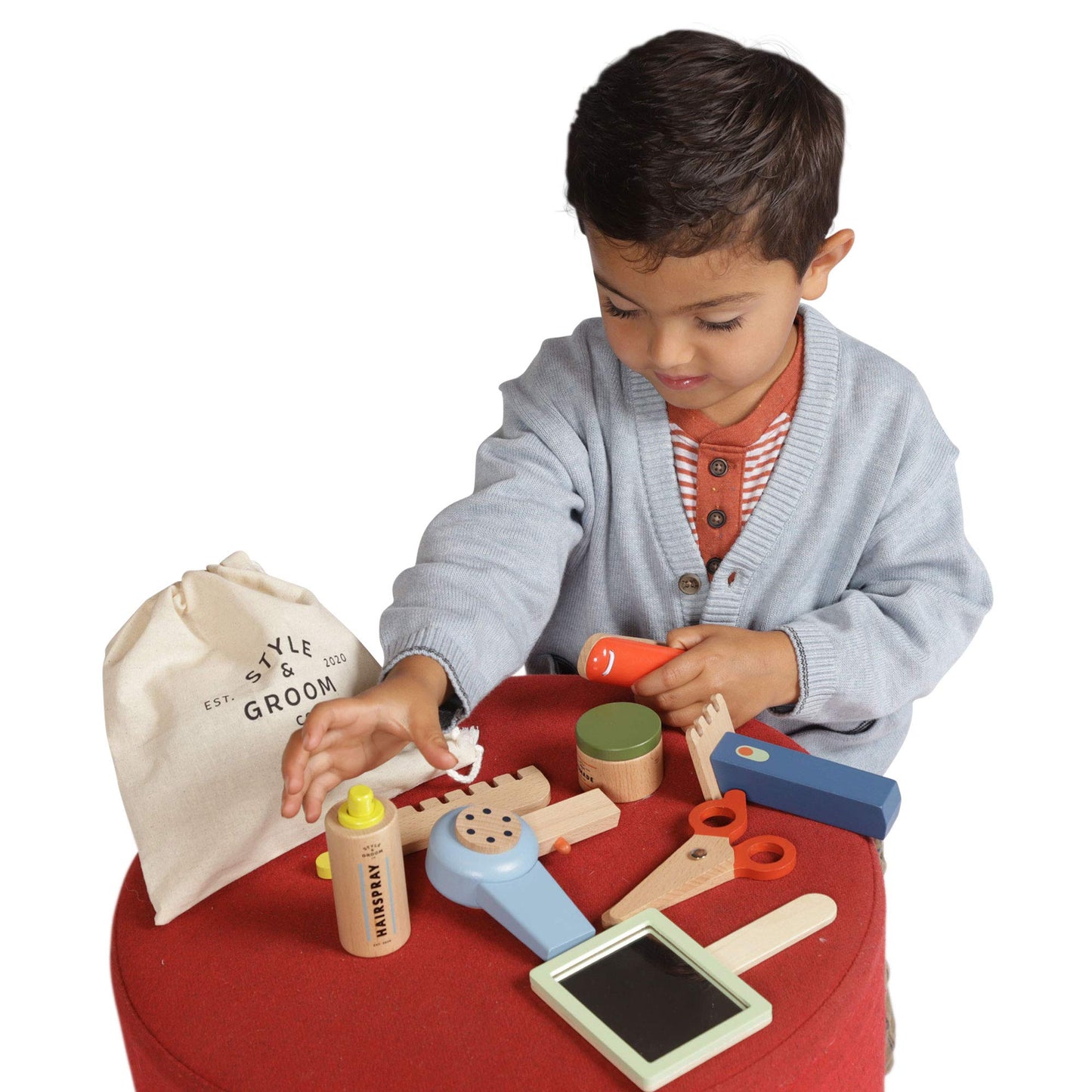 Manhattan Toy Style & Groom 9 Piece Wooden Toddler & Kids Pretend Play Hair Styling & Grooming Kit