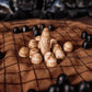 Handcrafted Viking Hnefatafl Set with 100% Genuine Ox-Bone Game Pieces and Premium Leather Game Mat - Leather Chord Tie System for Easy Store & Travel
