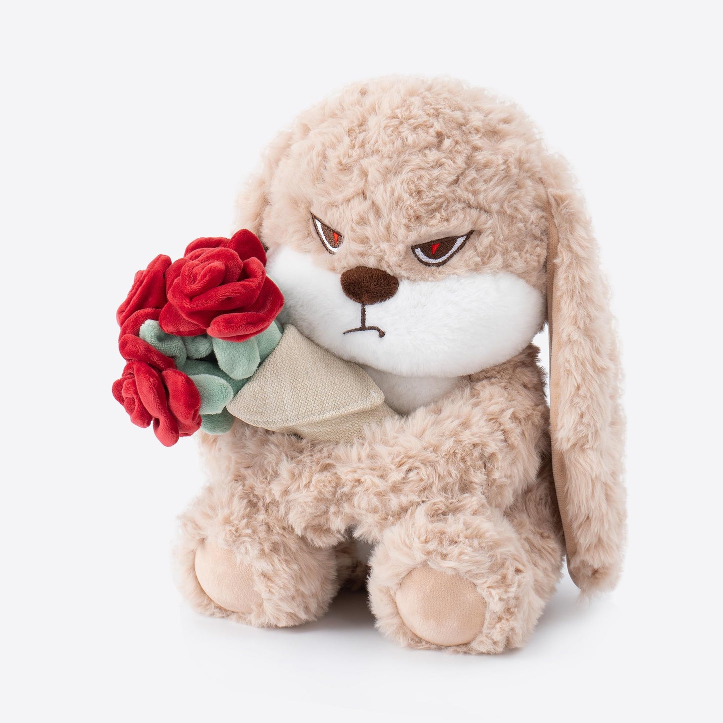 11.4" Adorable Bunny Plush Stuffed Animal - Hugging Rose Bouquet, Ultra-Soft Cuddly Toy, for Girls, Kids, Valentine's Day (Brown/Red)-A Surprise That
