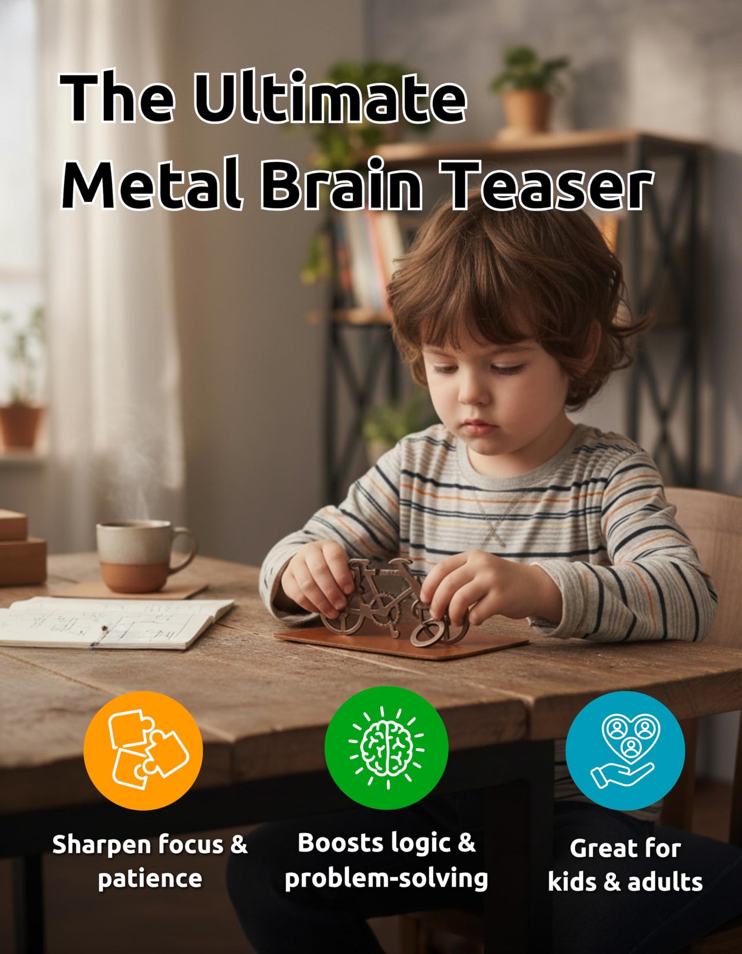 Metal Brain Teaser Puzzle - Trick Bolt Challenge - Level 2 Difficulty, Challenging Trick Bolt Mechanical Puzzle, Durable Handheld Mind Game for Stress