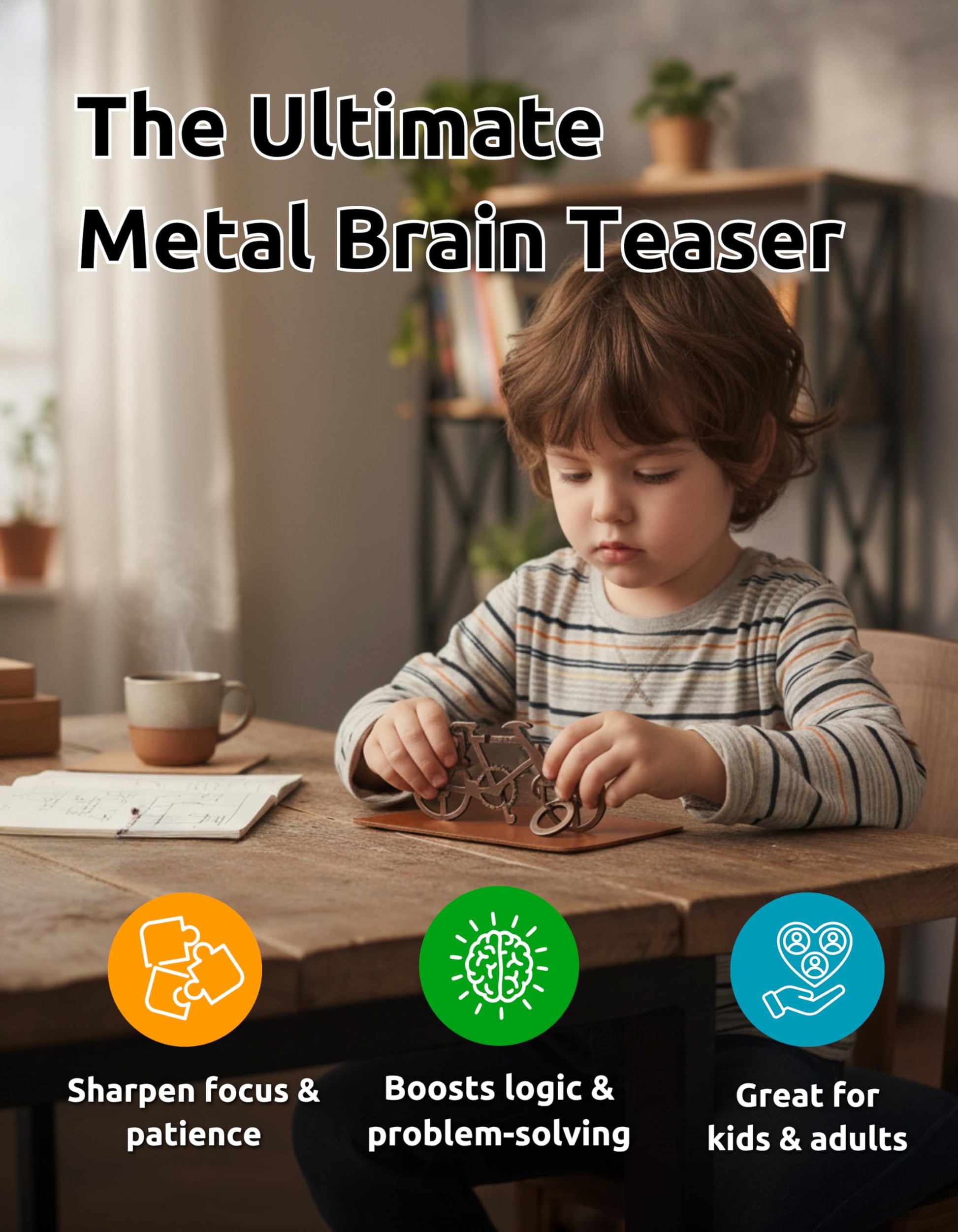 Metal Brain Teaser Puzzle - Trick Bolt Challenge - Level 2 Difficulty, Challenging Trick Bolt Mechanical Puzzle, Durable Handheld Mind Game for Stress