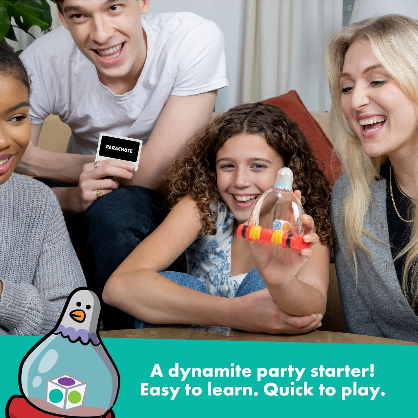 Exploding Kittens Presents Exploding Pigeon - Hilarious Fast-Paced Party Game for Families, Kids, Teens & Adults - Ages 7+ - 3+ Players - Perfect
