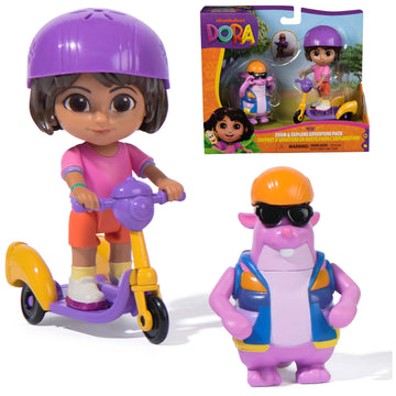Dora, Zoom & Explore Adventure Pack with Dora & Tico Toy Figures & 3-Wheeled Scooter Accessory, Kids Toys for Girls & Boys Ages 3 and Up
