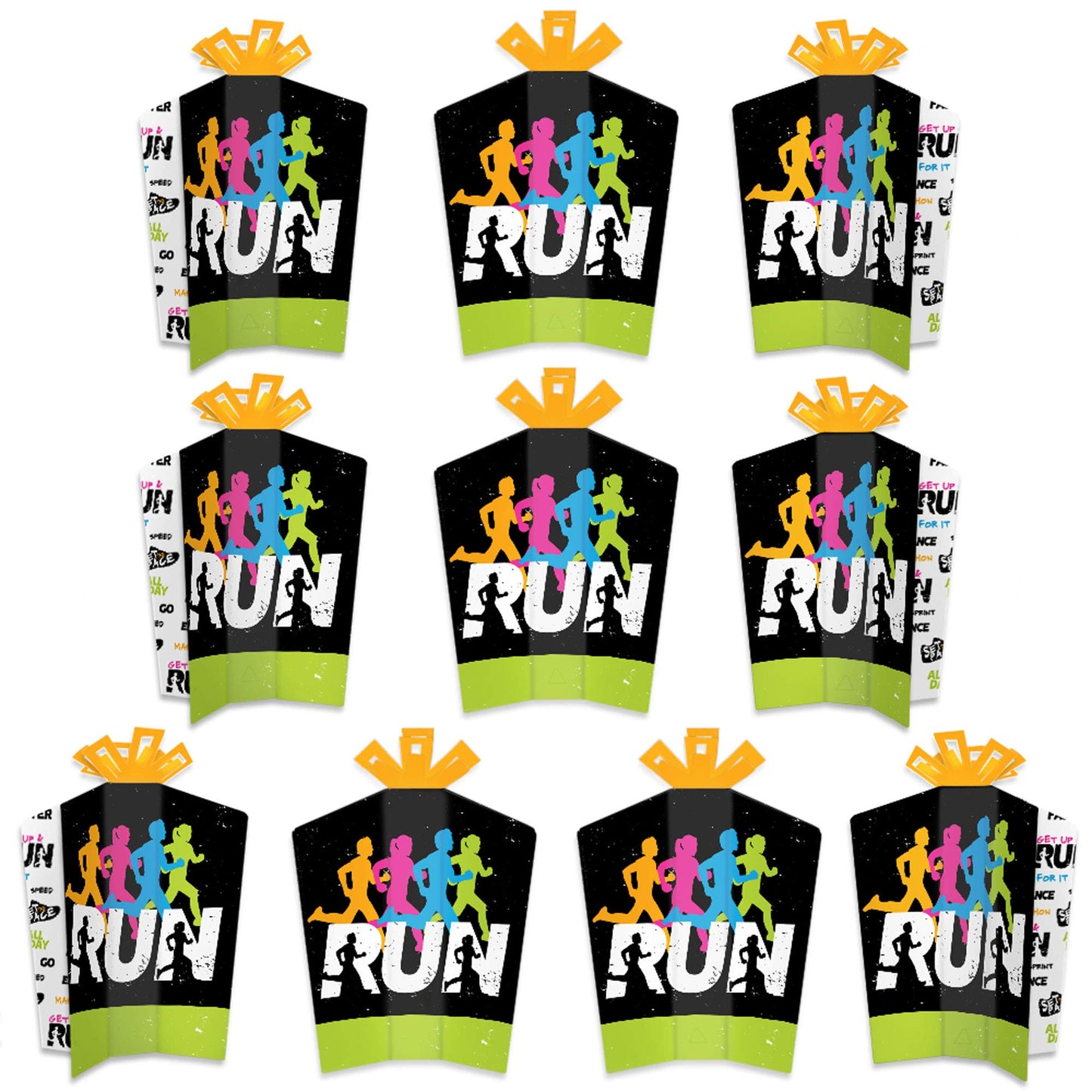 Big Dot of Happiness Set the Pace - Running - Table Decorations - Track, Cross Country or Marathon Party Fold and Flare Centerpieces - 10 Count
