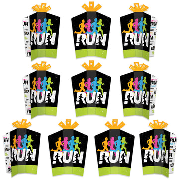 Big Dot of Happiness Set the Pace - Running - Table Decorations - Track, Cross Country or Marathon Party Fold and Flare Centerpieces - 10 Count