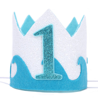 LINLULU The Big One Birthday Crown for Baby Boys - 1st Hat, Beach Party Supplies, Surfs Up Decorations, Boys Outfit