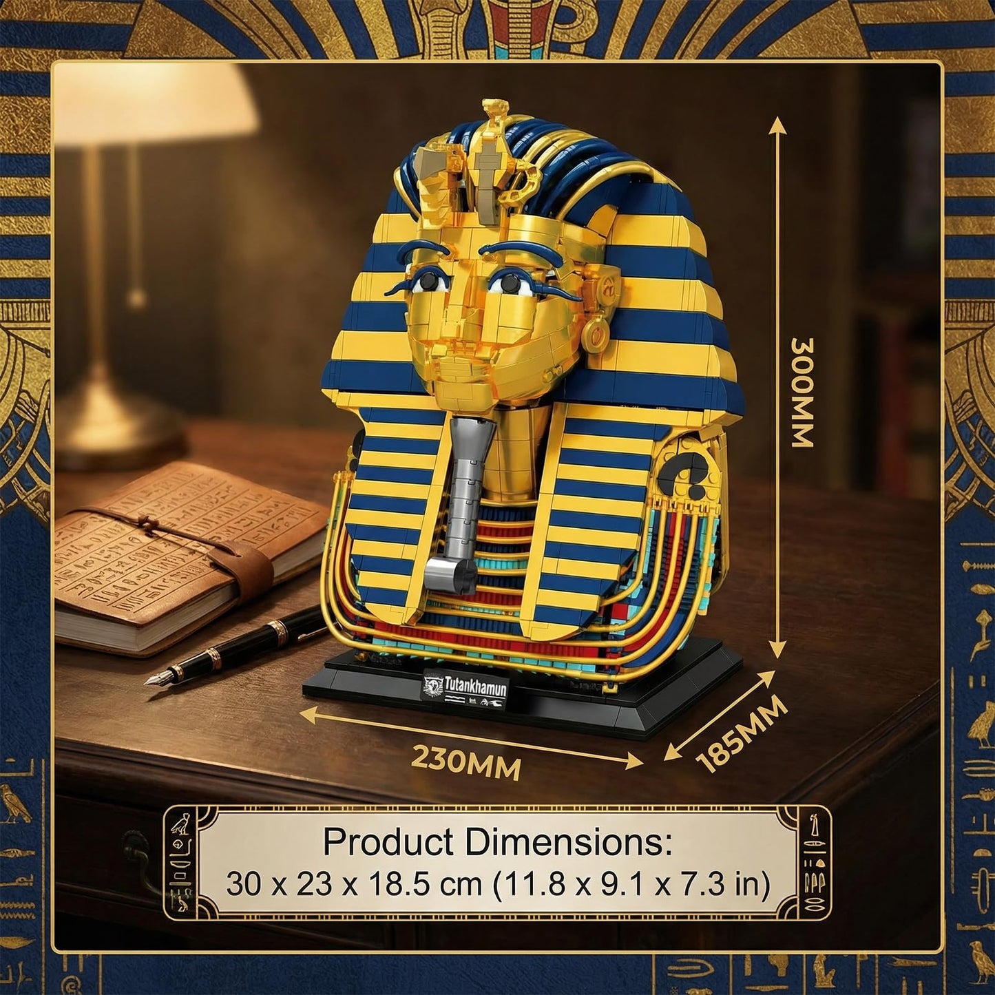 Myth Qholve Tutankhamun Golden Mask Building Set 1603 PCS Ancient Egyptian Pharaoh King TUT Replica Model Building Kit for Home Office Decor Display