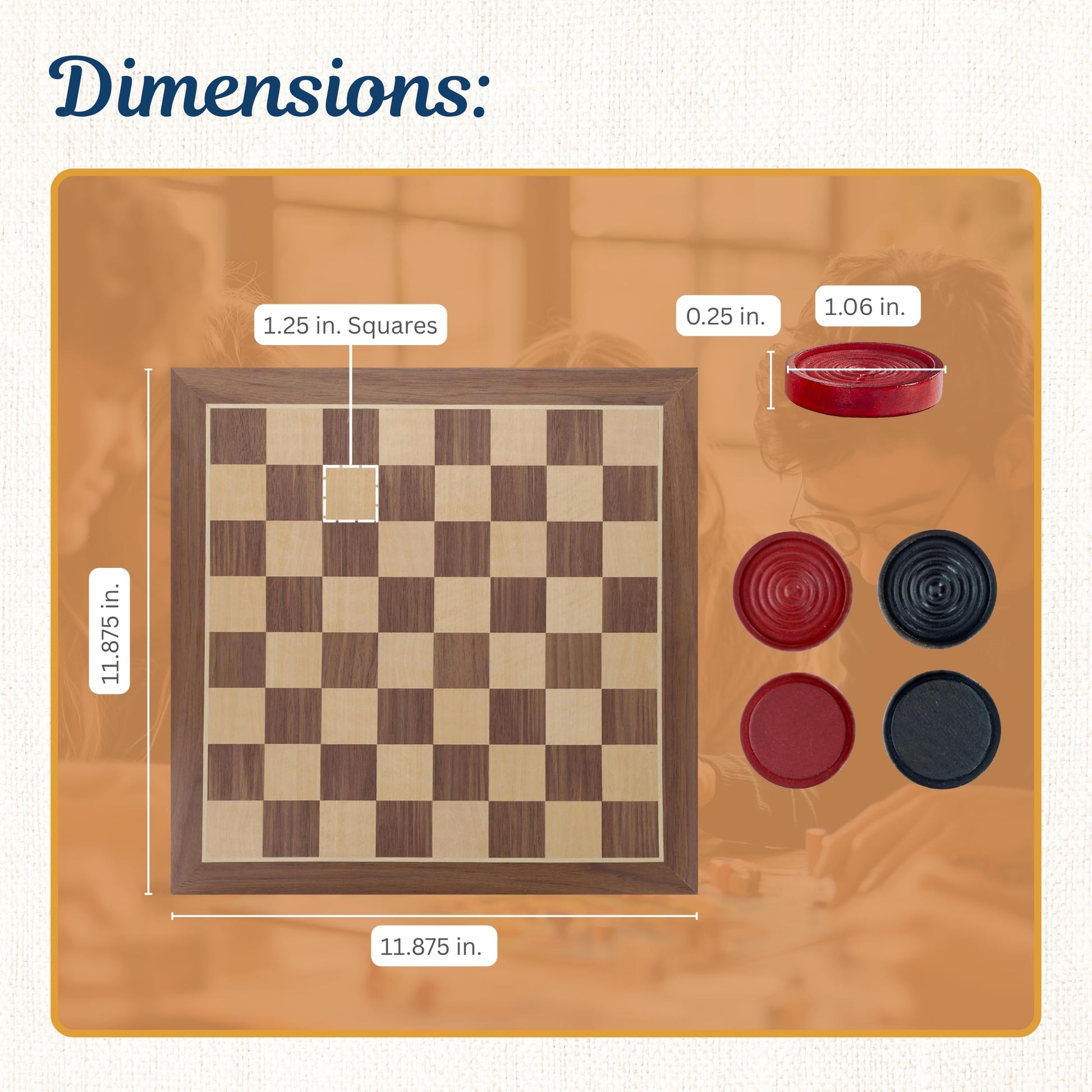 WE Games Old School Wooden Checkers Set Red and Black Pieces - 12 Inch Classic Board Game for Strategy Play, Gatherings, and Game Nights