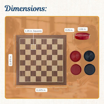 WE Games Old School Wooden Checkers Set Red and Black Pieces - 12 Inch Classic Board Game for Strategy Play, Gatherings, and Game Nights