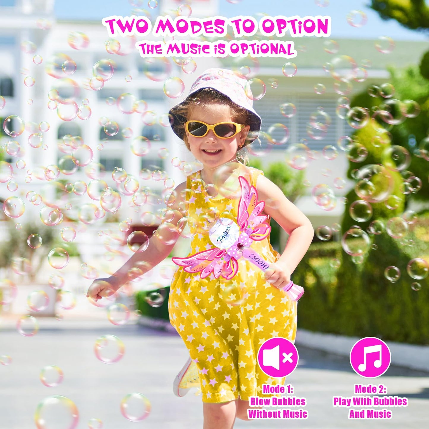 Princess Bubble Wand,Bubble Machine for Kids Girls,Music & Light Up Bubble Blower,Bubble Maker,Outdoor Party Birthday Bubble Toy for Toddlers,Gift