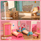 Giragaer Wooden Dollhouse Furniture 5 Set, Wood Doll House Miniature Bathroom/Living Room/Dining Room/Bedroom/Kitchen House Furniture Doll Decoration