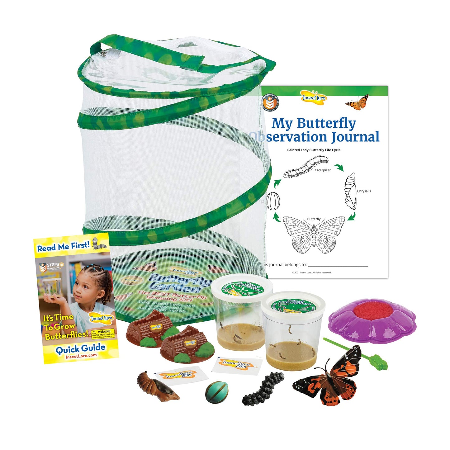 Butterfly Garden: Original Habitat and Two Live Cups of Caterpillars with Journal - Life Science & STEM Education - Butterfly Science Kit - Plus
