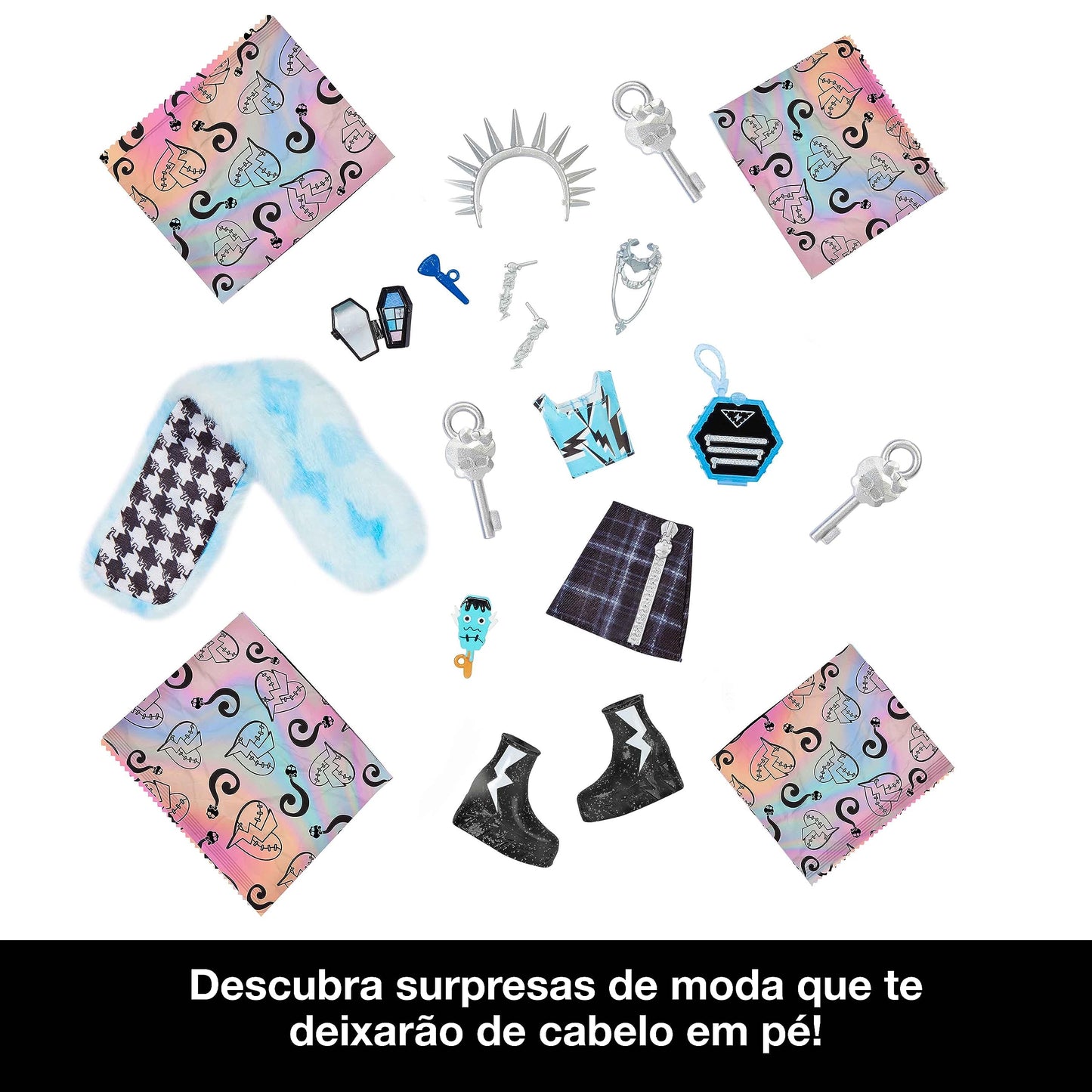 Monster High Skulltimate Secrets Fearidescent Series Doll & Accessories Set, Frankie Stein with Dress-Up Locker & 19+ Surprises