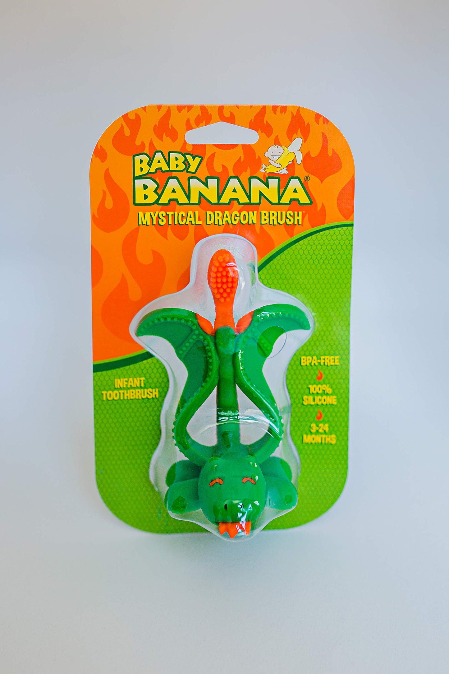 Baby Banana® Dragon Training Teether Toothbrush for Babies and Toddlers, Flexable Silicone with Soft Bristles for Soothing Gums and Cleaning Teeth