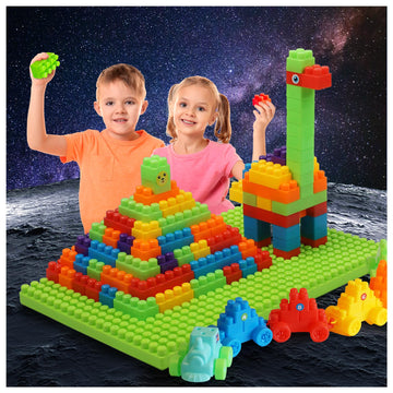 DUVRY 2025 Latest 177 PCS 1 * 1-1 * 3 Inch Large Building Blocks for Toddlers Ages - Brick Set with Cars & Baseplate, Educational STEM Toy for Kids,1