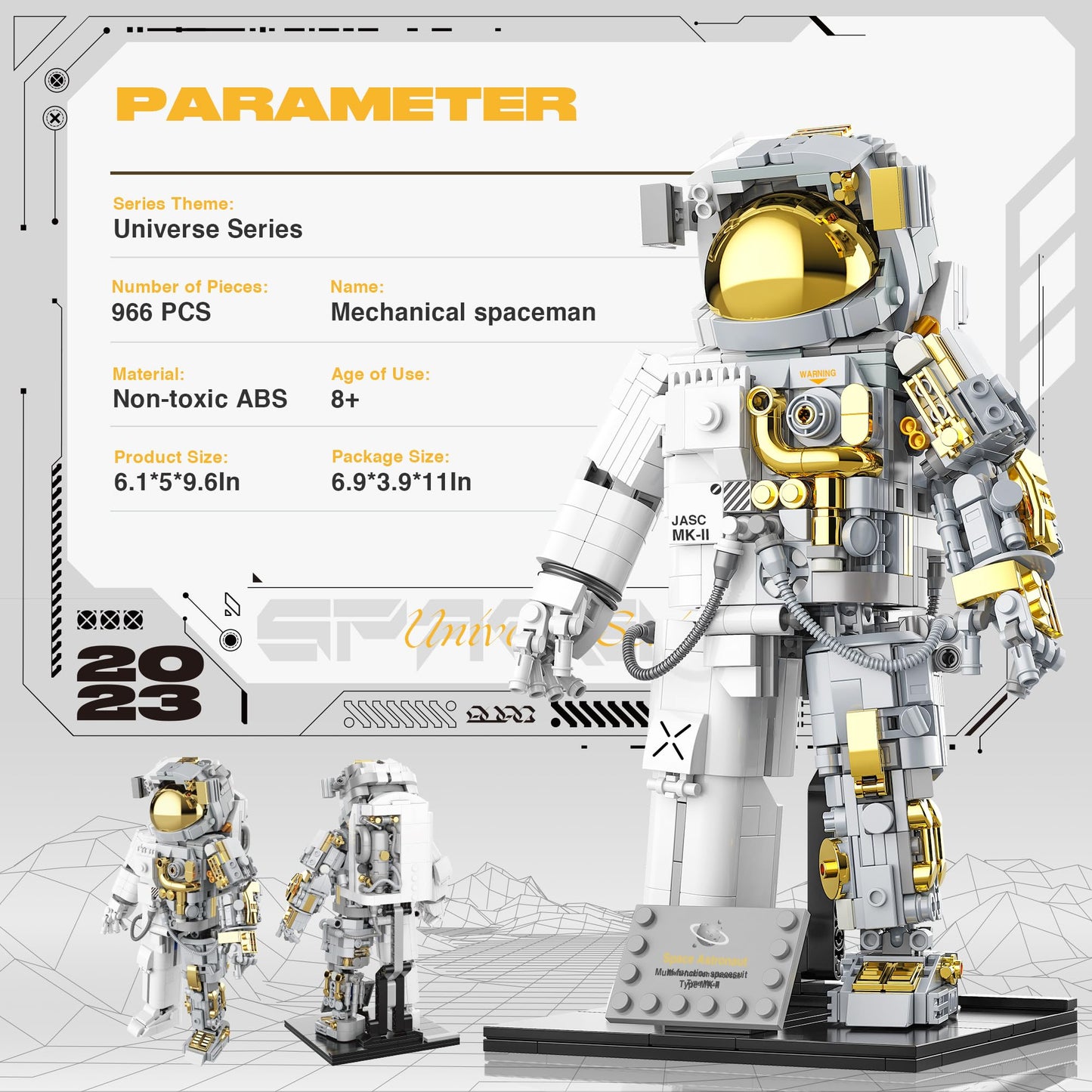 FarBlocked Space Astronaut Building Block for Boy 12+, Astronaut Building Block Set Flexible Space Explorer Toy with Display Stand, Cool Spaceman