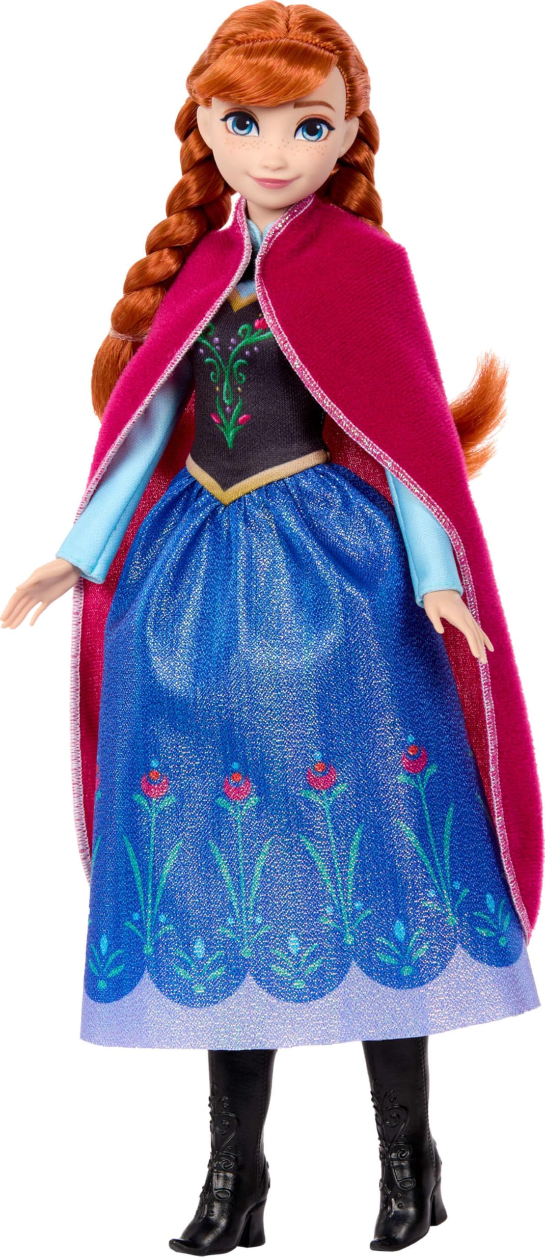 Mattel Disney Frozen Anna Fashion Doll in Sparkling Removable Dress, Cape & Boots and Braided Hair, Posable & Collectible, Inspired by Movie