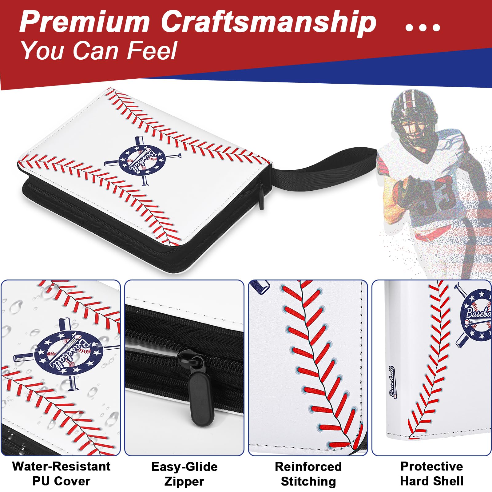 PORANDIA Baseball Card Binder 440 Pockets, Trading Card Album with Sleeves, Sports Card Binder with Card Display Design, Baseball Card Holder Album