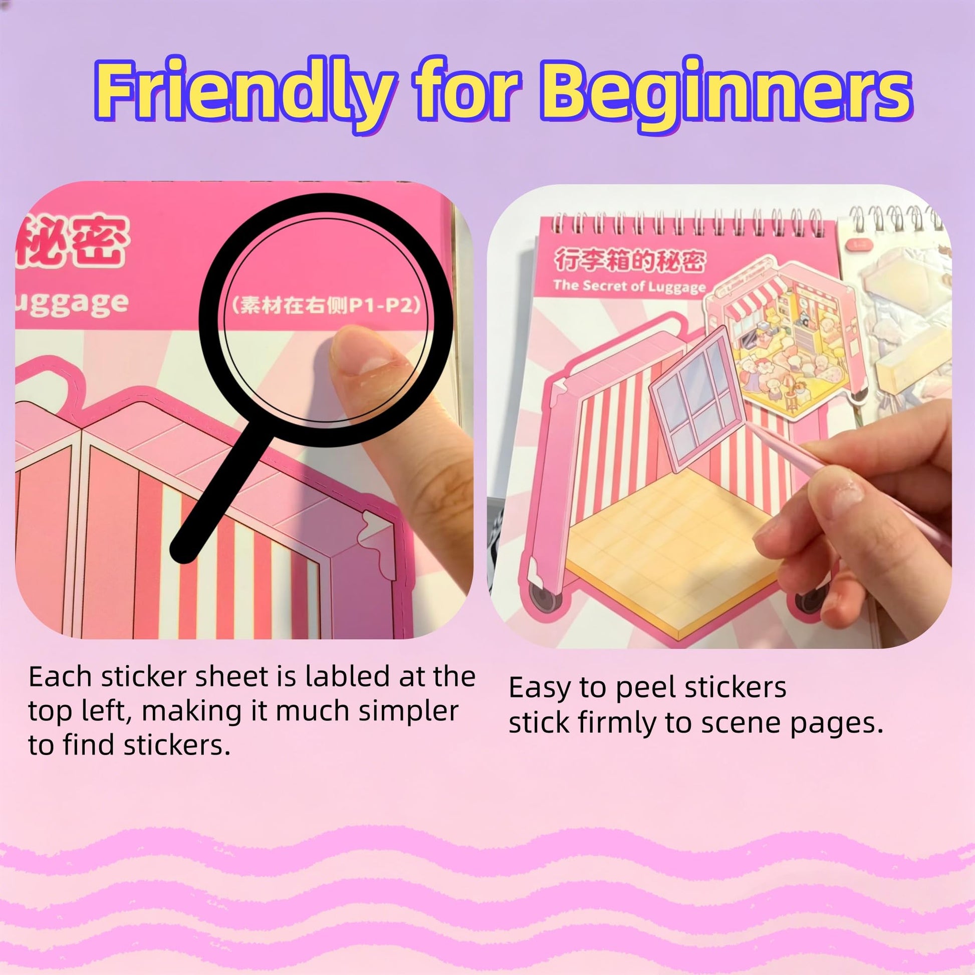 3D Sticker Scene Book, 10 Sets DIY Scene Stickers, Sticker Therapy for Adults, Isometric 3D Space DIY Sticker Book, Cute Art Stickers for Girls
